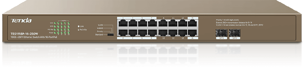 Tenda PoE Switch 18 Gigabit Ports