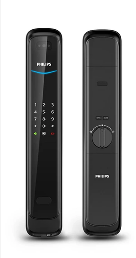 [DDL702-8HWS-Black] Philips - EasyKey/7000Series Push Pull - Smart Door Lock - 3D Facial-Recognition - Black